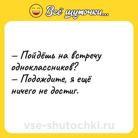Шутка: Пойдёшь на встречу одноклассников? Подождите, я ещё ничего не достиг.