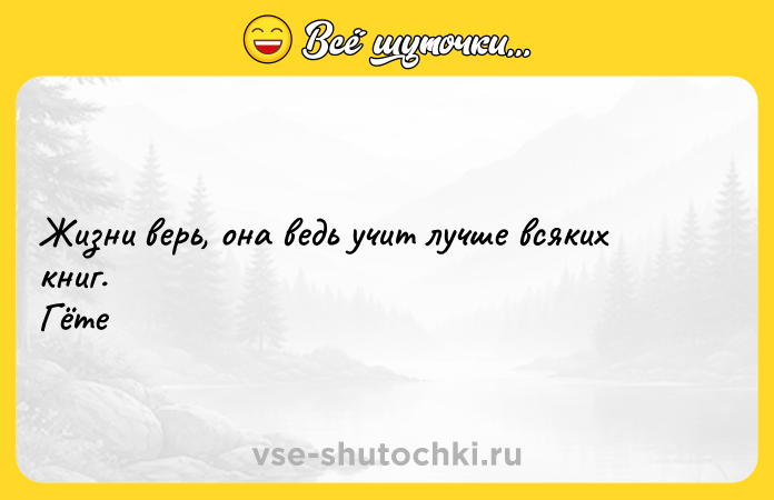 Цитата: Жизни верь, она ведь учит лучше всяких книг.Гёте