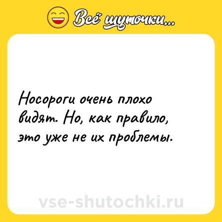 Шутка: Носороги очень плохо видят. Но, как правило, это уже не их проблемы.