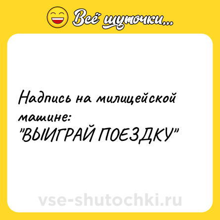 Шутка: Надпись на милицейской машине:<br>