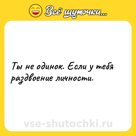 Шутка: Ты не одинок. Если у тебя раздвоение личности.