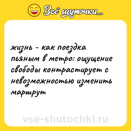 Шутка: жизнь - как поездка пьяным в метро: ощущение свободы контрастирует с невозможностью изменить маршрут
