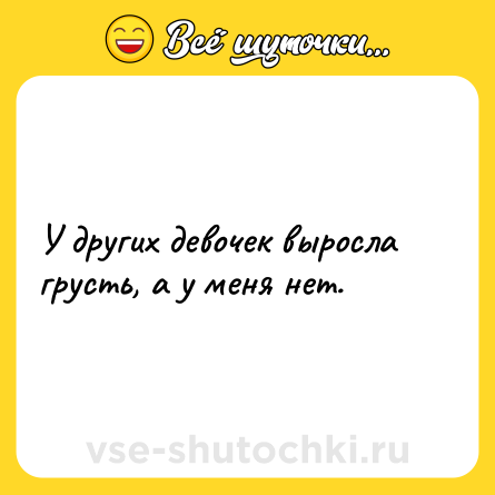 Шутка: У других девочек выросла грусть, а у меня нет.