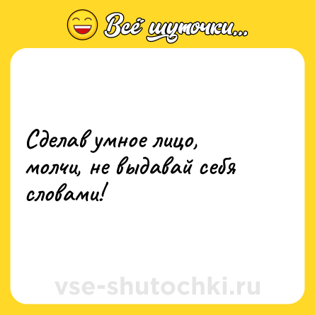 Шутка: Сделав умное лицо, молчи, не выдавай себя словами!