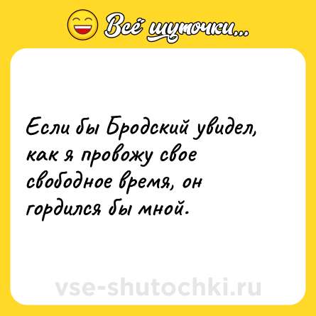 Шутка: Если бы Бродский увидел, как я провожу свое свободное время, он гордился бы мной.