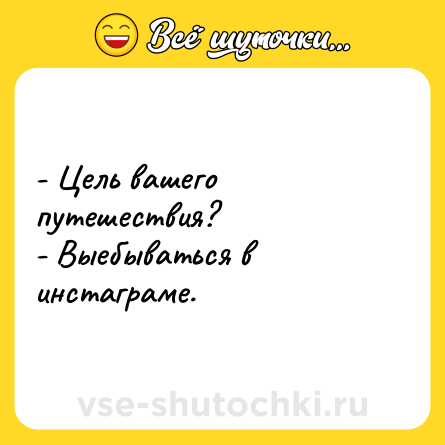 Шутка: - Цель вашего путешествия?<br>- Выебываться в инстаграме.