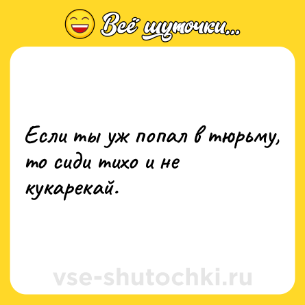 Шутка: Если ты уж попал в тюрьму, то сиди тихо и не кукарекай.