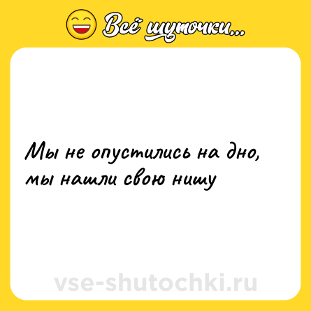 Шутка: Мы не опустились на дно, мы нашли свою нишу