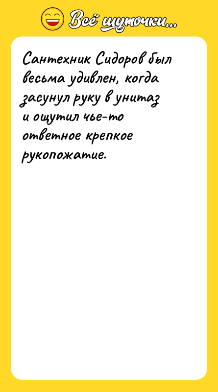Сантехник Сидоров был весьма удивлен, когда засунул руку в унитаз