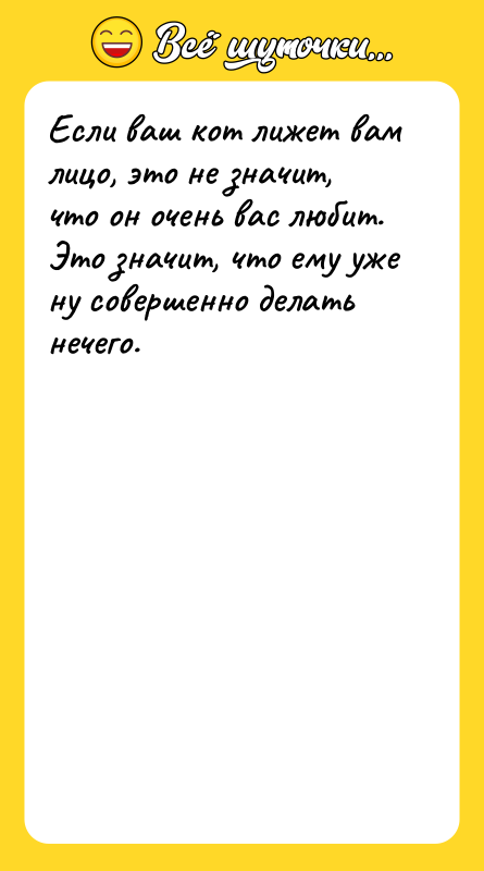 Если ваш кот лижет вам лицо, это не значит, что