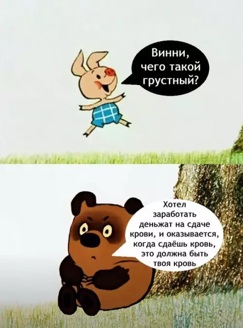 Винни-Пух и суровая реальность 🍯🤡 - Винни, чего такой грустный? Хотел заработать денег на сдаче крови,