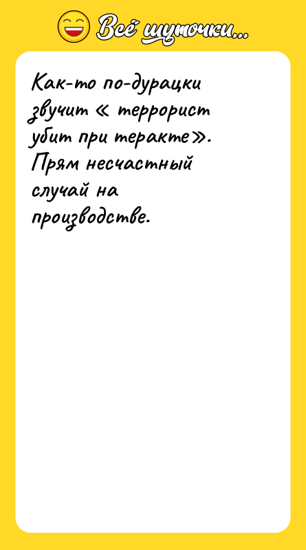 Как-то по-дурацки звучит « террорист убит при теракте». Прям несчастный