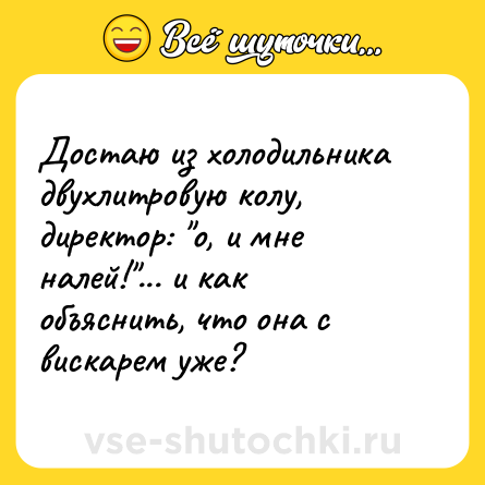 Шутка: Достаю из холодильника двухлитровую колу, директор: 