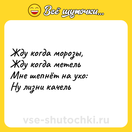 Шутка: Жду когда морозы,<br>Жду когда метель<br>Мне шепнёт на ухо:<br>Ну лизни качель