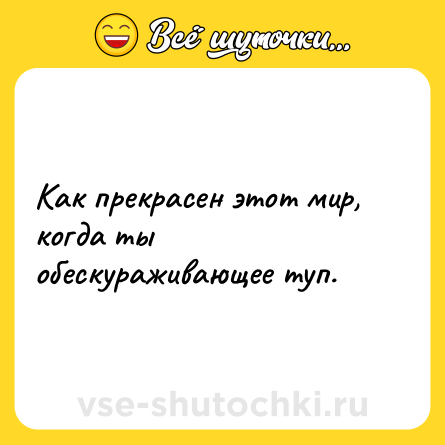 Шутка: Как прекрасен этот мир, когда ты обескураживающее туп.