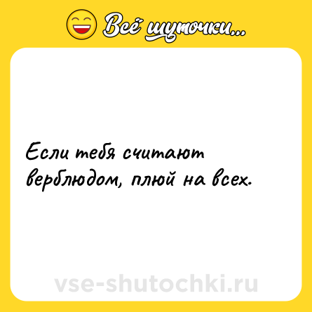 Шутка: Если тебя считают верблюдом, плюй на всех.