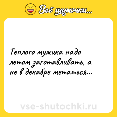 Шутка: Теплого мужика надо летом заготавливать, а не в декабре метаться...