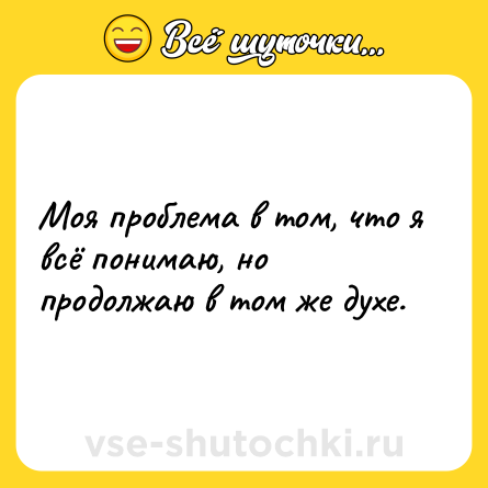 Шутка: Моя проблема в том, что я всё понимаю, но продолжаю в том же духе.