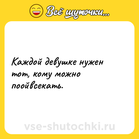 Шутка: Каждой девушке нужен тот, кому можно поойвсекать.
