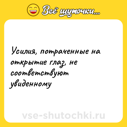Шутка: Усилия, потраченные на открытие глаз, не соответствуют увиденному