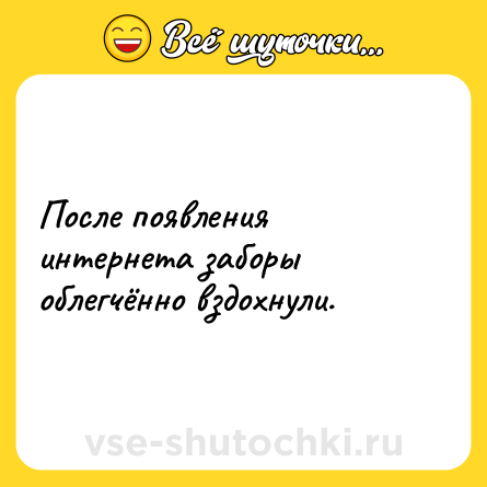 Шутка: После появления интернета заборы облегчённо вздохнули.