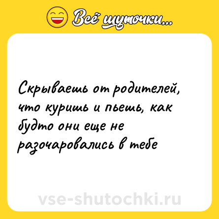 Шутка: Скрываешь от родителей, что куришь и пьешь, как будто они еще не разочаровались в тебе