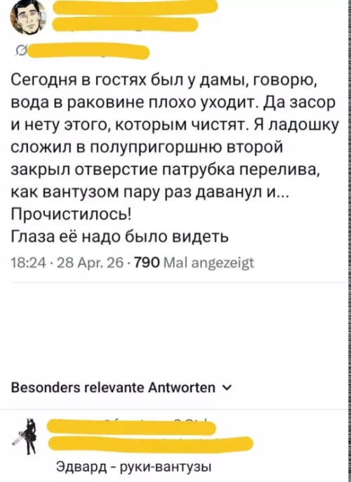 Мастер сантехники 5 уровня 🛠️😂 - Сегодня в гостях был у дамы, говорю, вода в раковине