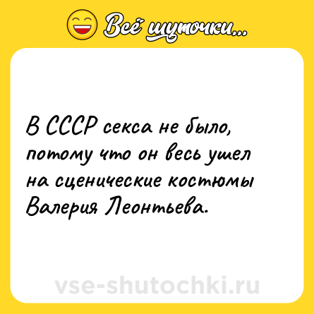 Шутка: В СССР секса не было, потому что он весь ушел на сценические костюмы Валерия Леонтьева.