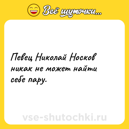 Шутка: Певец Николай Носков никак не может найти себе пару.