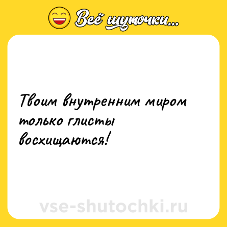 Шутка: Твоим внутренним миром только глисты восхищаются!