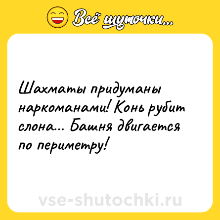 Шутка: Шахматы придуманы наркоманами! Конь рубит слона… Башня двигается по периметру!