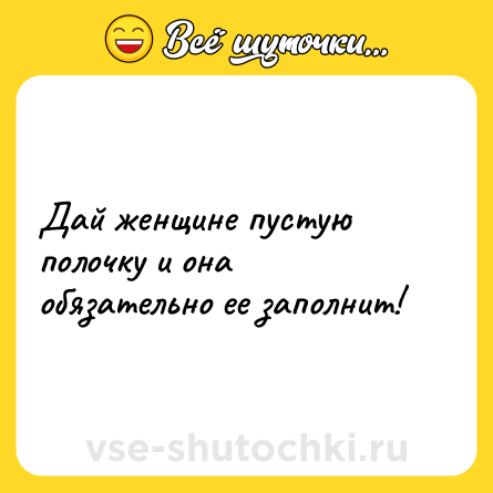 Шутка: Дай женщине пустую полочку и она обязательно ее заполнит!