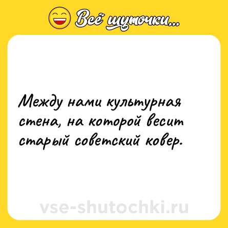 Шутка: Между нами культурная стена, на которой весит старый советский ковер.
