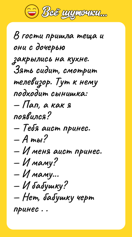 В гости пришла теща и они с дочерью закрылись на