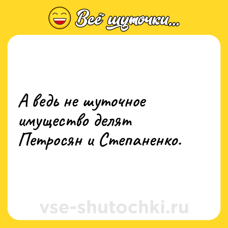 Шутка: А ведь не шуточное имущество делят Петросян и Степаненко.