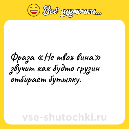 Шутка: Фраза «Не твоя вина» звучит как будто грузин отбирает бутылку.