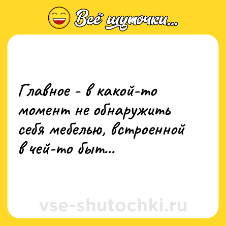Шутка: Главное - в какой-то момент не обнаружить себя мебелью, встроенной в чей-то быт...