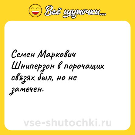 Шутка: Семен Маркович Шниперзон в порочащих связях был, но не замечен.