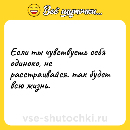 Шутка: Если ты чувствуешь себя одиноко, не расстраивайся. так будет всю жизнь.