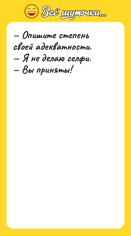 — Опишите степень своей адекватности.  — Я не делаю