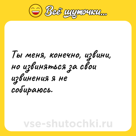 Шутка: Ты меня, конечно, извини, но извиняться за свои извинения я не собираюсь.
