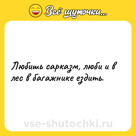 Шутка: Любишь сарказм, люби и в лес в багажнике ездить.