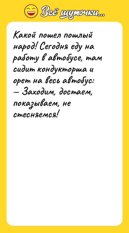 Какой пошел пошлый народ! Сегодня еду на работу в автобусе,