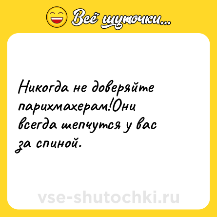 Шутка: Никогда не доверяйте парихмахерам!Они всегда шепчутся у вас за спиной.