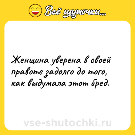 Шутка: Женщина уверена в своей правоте задолго до того, как выдумала этот бред.