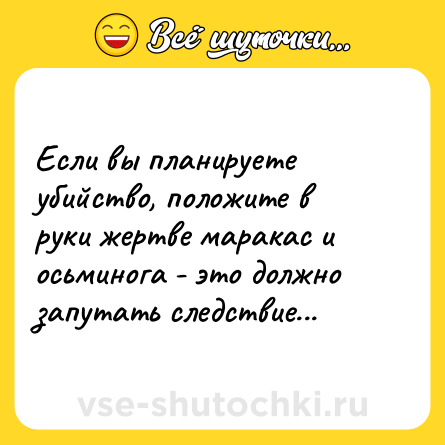 Шутка: Если вы планируете убийство, положите в руки жертве маракас и осьминога - это должно запутать следствие...