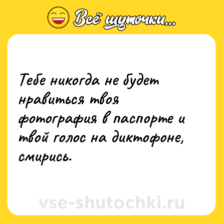 Шутка: Тебе никогда не будет нравиться твоя фотография в паспорте и твой голос на диктофоне, смирись.