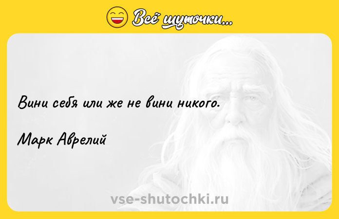 Цитата: Вини себя или же не вини никого.Марк Аврелий