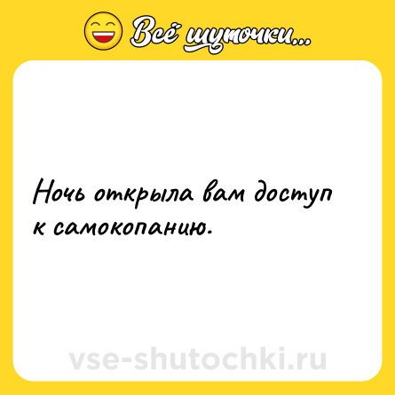 Шутка: Ночь открыла вам доступ к самокопанию.