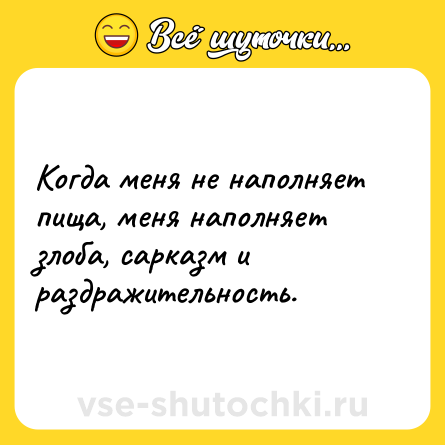 Шутка: Когда меня не наполняет пища, меня наполняет злоба, сарказм и раздражительность.
